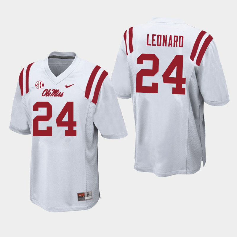 Men #24 Deane Leonard Ole Miss Rebels College Football Jerseys Sale-White
